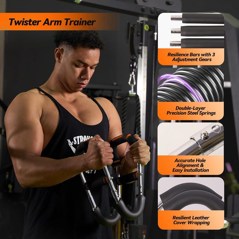 AuroraSynth Twister Arm Trainer, Adjustable Chest Workout Equipment with 6 Resistance Levels Springs (30-160 Lbs), Arm Trainer for Men & Women, Detachable Home Gym Fitness Trainer with Anti-Slip Handles - Image 3